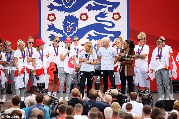 Burna Boy and Sarina Wiegman, the England manager