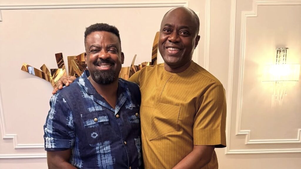 Kunle Afolayan poses with Seyi Makinde