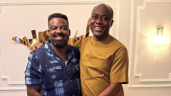 Kunle Afolayan poses with Seyi Makinde