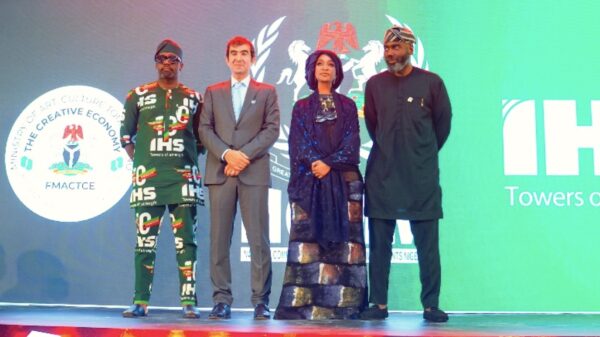 L–R: Ayotade Oyinlola, Executive Vice President and Chief Human Resources Officer, IHS Nigeria; Mohamad Darwish, Executive Vice President, IHS Nigeria, CEO and Co-Founder; Hannatu Musa Musawa, Minister of Art, Culture, Tourism and the Creative Economy and Olugbile Holloway, Director-General, National Commission for Museums and Monuments (NCMM), at the launch of Nigeria’s first-of-its-kind National Digital Museum on the 15th of August 2025, Lagos, Nigeria.
