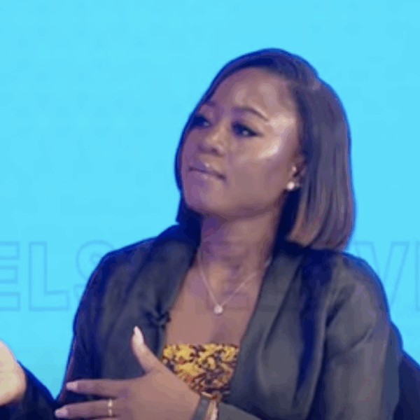 Screenshot of Bunmi Fasogbon during an exclusive via Channels Television