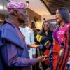 Lagos State Governor Babajide Sanwo-Olu and American singer Ciara Wilson at the Nigerian Exchange (NGX) in Lagos