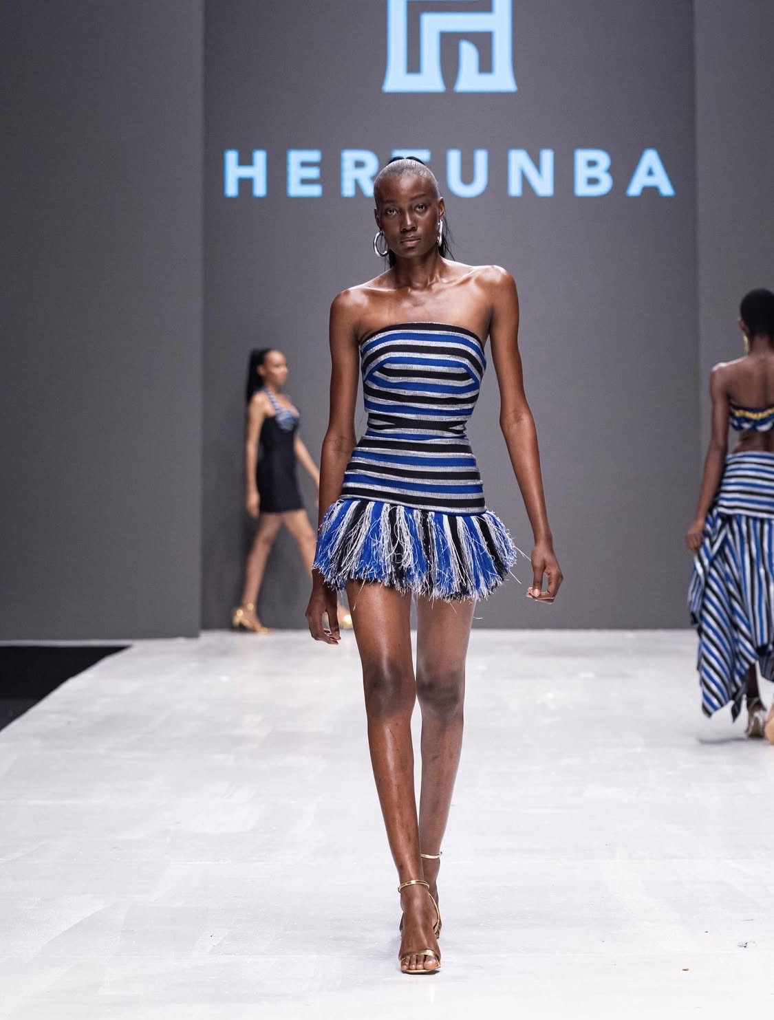 Models for Hertunba at the 2025 Lagos Fashion Week in Lagos, Nigeria