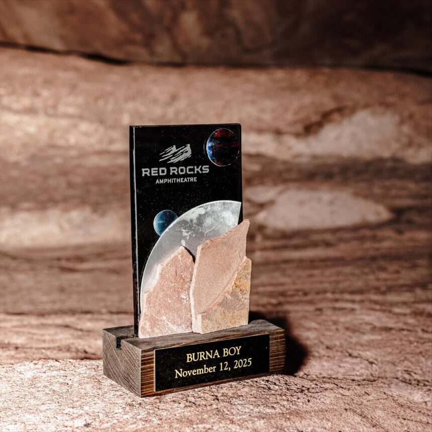 Burna Boy received plague after sold out concert at the Red Rocks Amphitheatre in Colorado, US