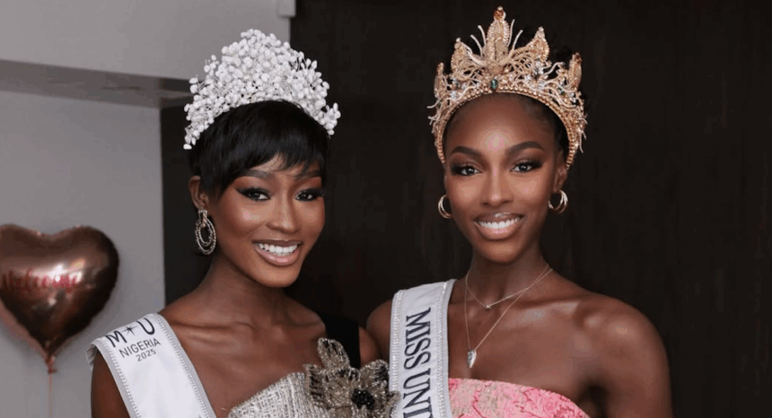 Miss Universe Nigeria 2025 first runner-up, Damilola Bolarinde and Miss Universe Côte d'Ivoire 2025 Olivia Yace