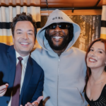 Burna Boy and Millie Bobby Brown at The Tonight Show in the U.S.