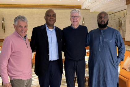 Bukola Saraki caught up with Arsenal legends David Dein and Arsène Wenger in Morocco