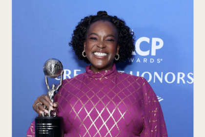 LOS ANGELES, CALIFORNIA - FEBRUARY 26: Wunmi Mosaku poses with the Outstanding Supporting Actress in a Motion Picture award for "Sinners" during the NAACP Image Awards Creative Honors at L.A. Live Event Deck Top Floor Of The West Lot on February 26, 2026 in Los Angeles, California. (Photo by Leon Bennett/Getty Images for NAACP)