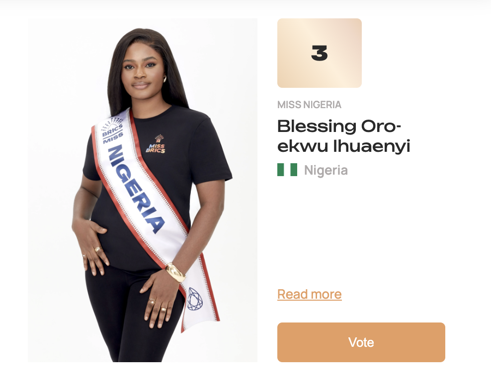 Blessing Oro-ekwu Ihuaenyi (Miss BRICS)