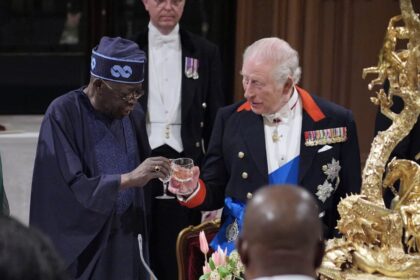 President Bola Tinubu and UK's King Charles during State Visit's dinner
