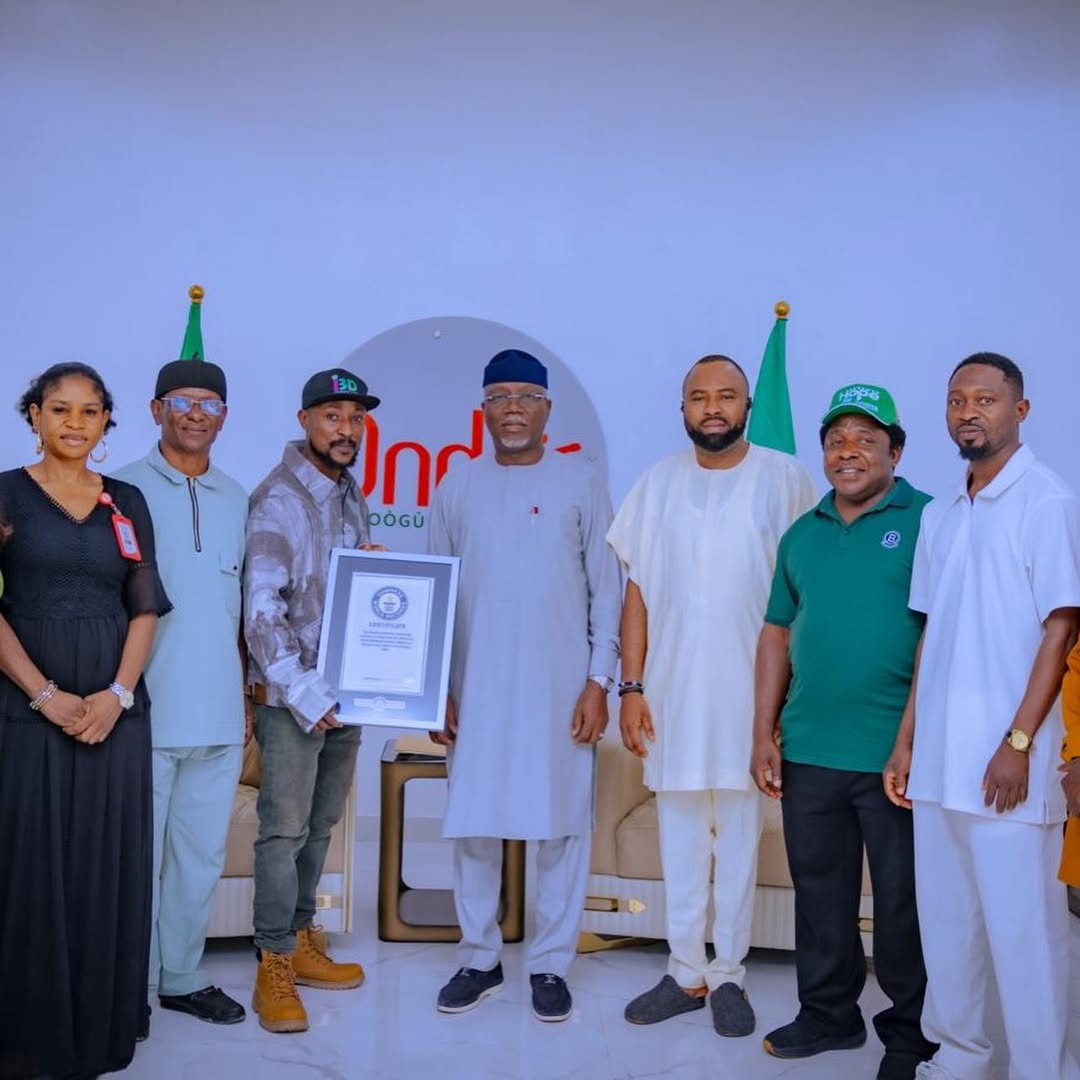 Guinness World Record holder Aiyenuro presents certificate to Ondo Governor