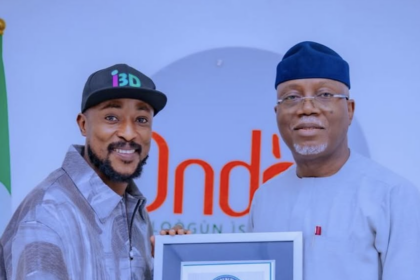 Guinness World Record holder Aiyenuro presents certificate to Ondo Governor