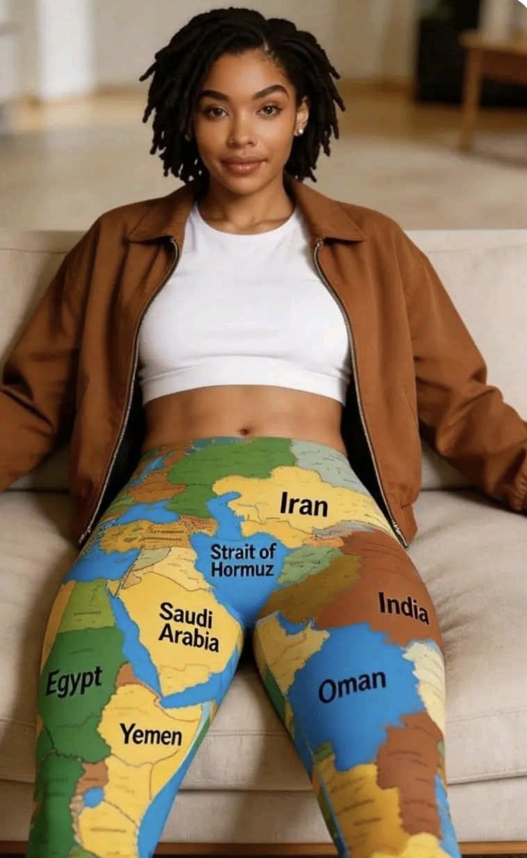 Viral meme relocates Strait of Hormuz to woman's crotch