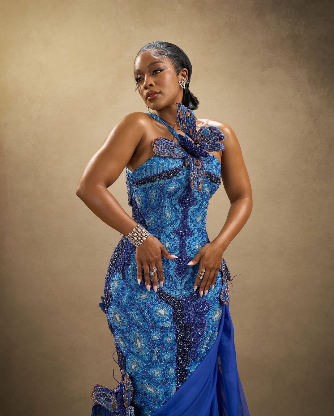 1,828 butterflies – how Nomzamo Mbatha wore Nigeria’s natural heritage on the AMVCA 2026 red carpet in Lagos State.