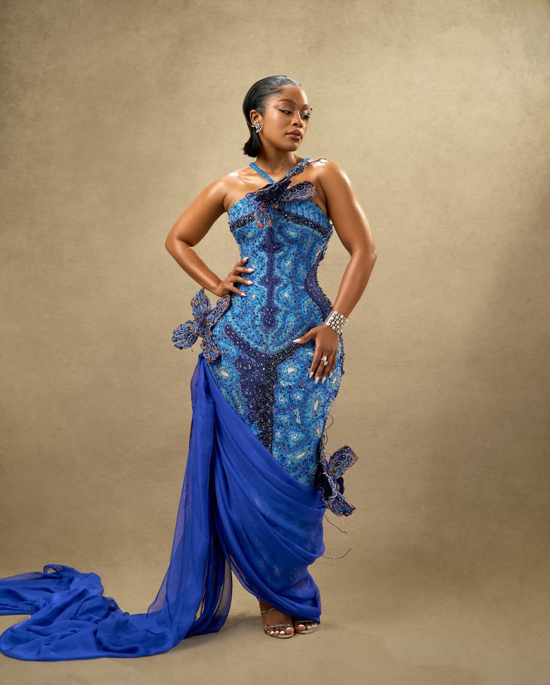 1,828 butterflies – how Nomzamo Mbatha wore Nigeria’s natural heritage on the AMVCA 2026 red carpet in Lagos State.