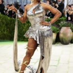 Serena Williams gleams in a metallic Marc Jacobs mini dress.Mike Coppola / Getty Images