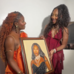 Nigerian artist Somto Doris gifts Tems portrait in Saint Lucia